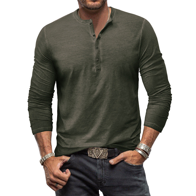 Katoenen Henley T-shirt met lange mouwen